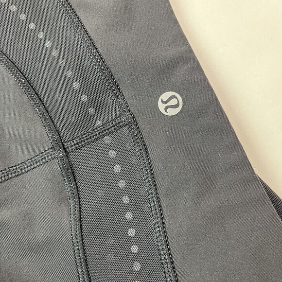 Lululemon leggings Stop At Nothing Crop Black Blooming Pixie Aquamarine size 6 - Picture 12 of 15